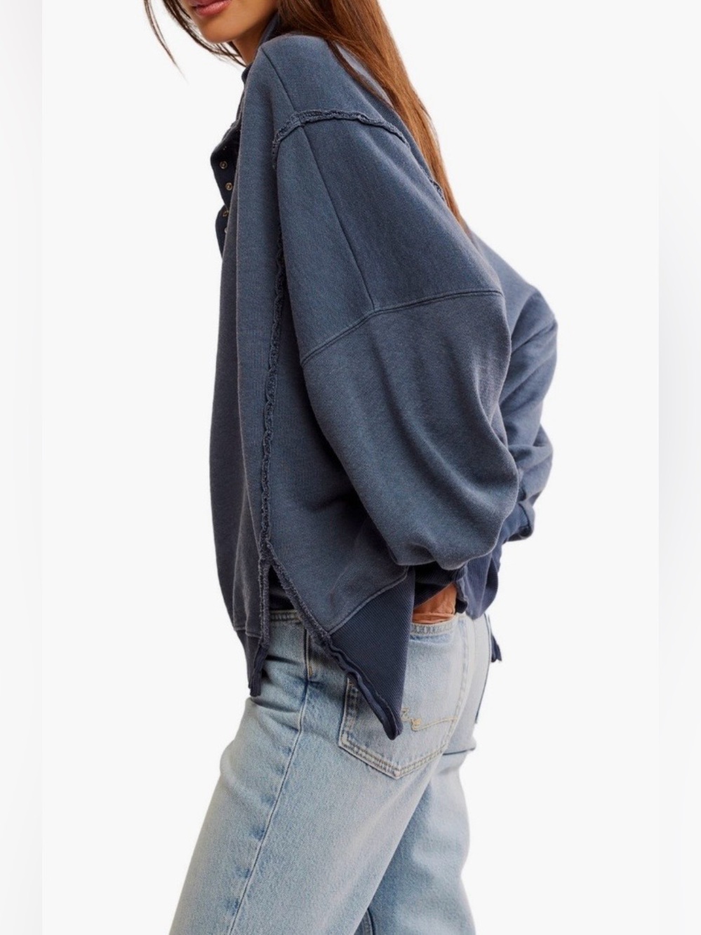▪️NWT Free People Camden Henley Sweatshirt in Navy-M